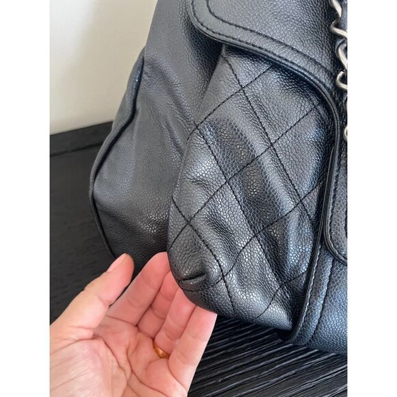 CHANEL Black Glazed Caviar Coco Rider Flap Shoulder Bag With Strap - Picture 10 of 16